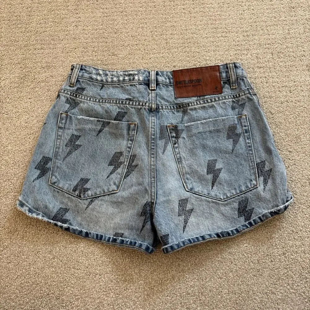 One Teaspoon High Waist Bonita Lightning Bolt High Rise Mom Denim Short Sz 29 - Picture 8 of 9